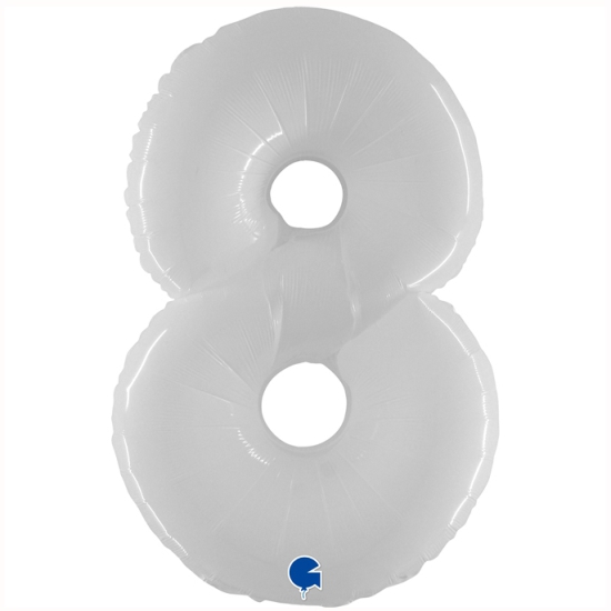 Folienballon Riesenzahl - 8 - Weiß -  102 cm