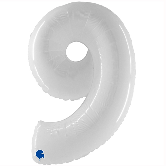 Folienballon Riesenzahl - 9 - Weiß -  102 cm