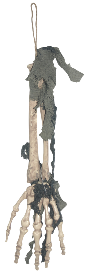 Halloween - Hänge Deko - Skelett Hand mit Textilfetzen - 42 x 3 x 11 cm