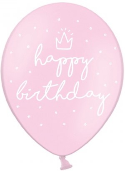 Latexballon - Happy Birthday - rosa mit Krönchen - 30 cm