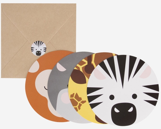 My Little Day - 8 Einladungskarten - Safari - Dschungel - inklusive Umschläge