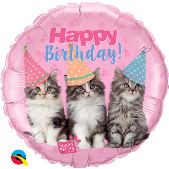 Folienballon - Happy Birthday - "Studio Pets" - Kitten - Katzen - 46 cm