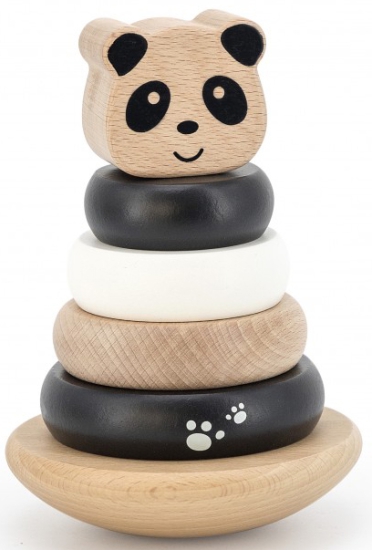 Label Label - Holz - Steckspiel - Balance - Panda - schwarz und weiß- personalisierbar - Name - Zur Taufe