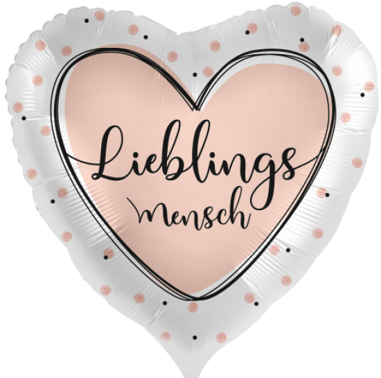 Folienballon - "Lieblingsmensch" - Herz - satin - 45 cm