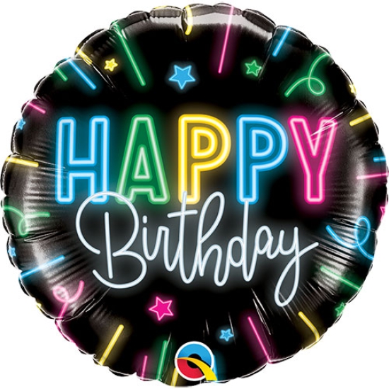 Folienballon - Happy Birthday - Neon - 46 cm