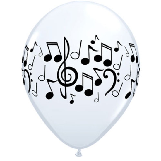 1 Latexballon - Musiknoten - 28 cm