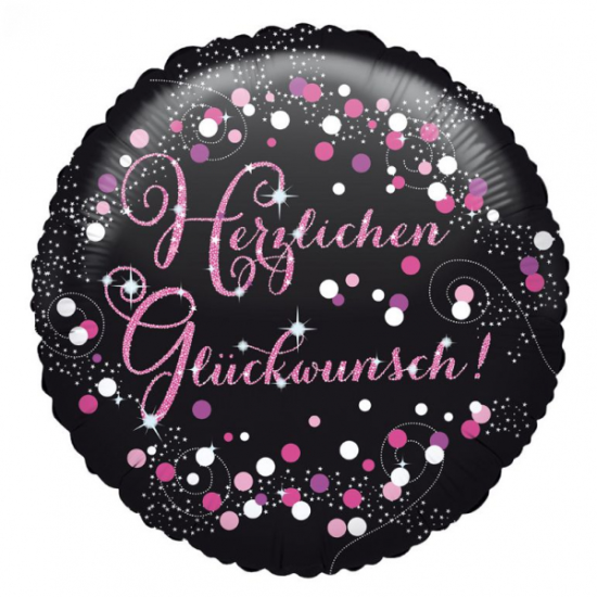 Folienballon - Herzlichen Glückwunsch - funkelnd - rosa - lila - 45 cm