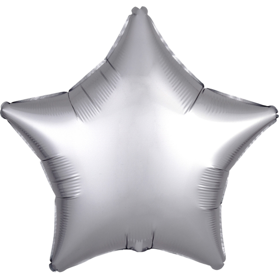 Folienballon - Stern - Platinsilber - satin - 43 cm