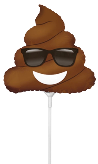 Folienballon am Stab - luftgefüllt - Emoji - Poop - 22,8 cm