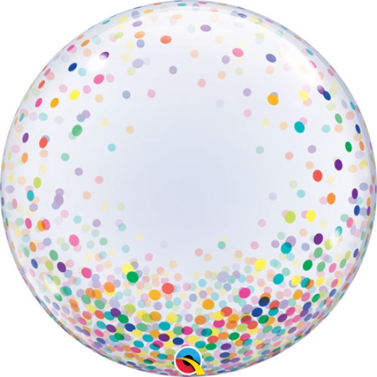 XL Ballon - Bubble - buntes Konfetti - transparent - 61 cm