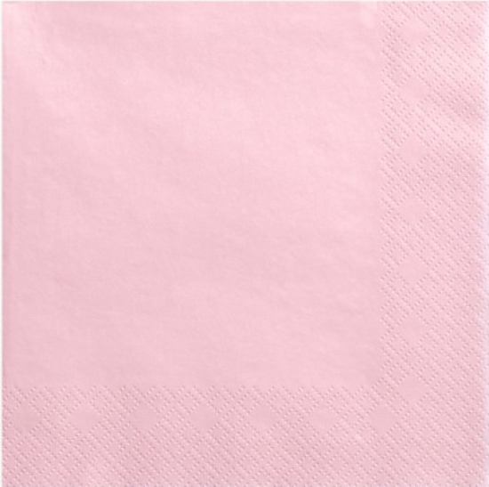 20 Servietten - Papier - helles Rosa - 40 x 40 cm
