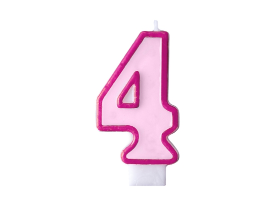 Tortenkerze - Zahlenkerze - rosa - "4" - 7 cm