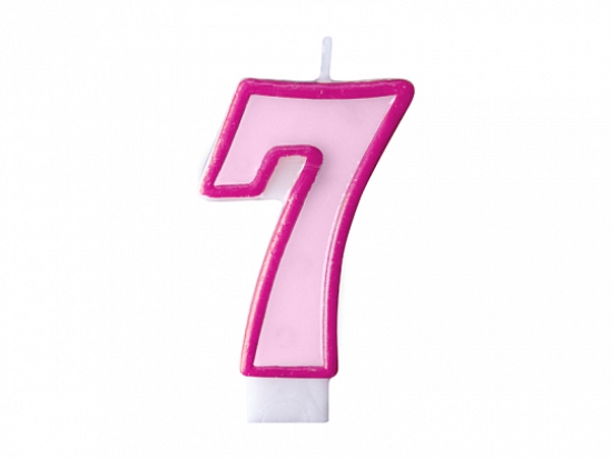 Tortenkerze - Zahlenkerze - rosa - "7" - 7 cm