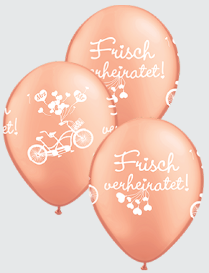 Latexballon - Fahrrad - Mrs und Mr - "Frisch verheiratet" - roségold - 28 cm