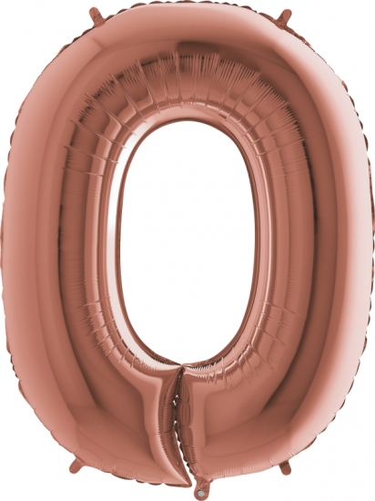 Folienballon Riesenzahl "0", roségold, 102 cm