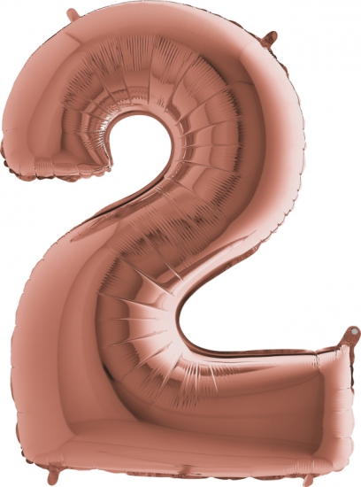 Folienballon Riesenzahl "2", roségold, 102 cm