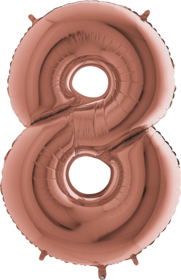 Folienballon Riesenzahl "8", roségold, 102 cm