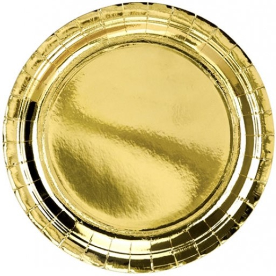 6 - Pappteller - metallic - gold - 23 cm