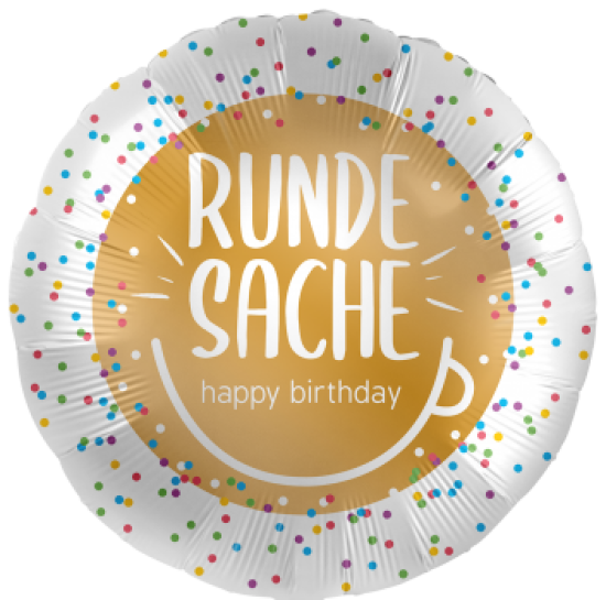 Folienballon - happy birthday - "RUNDE SACHE" - Konfetti - satin - 45 cm
