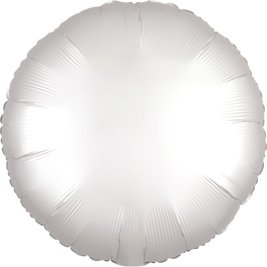 Folienballon - rund - weiß - Seide - 43 cm