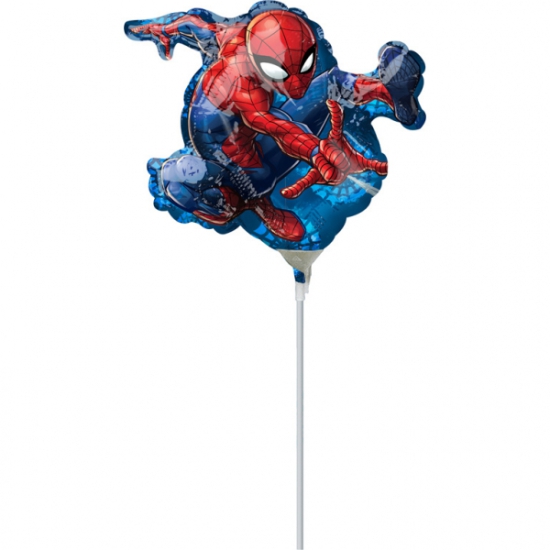 Folienballon am Stab - luftgefüllt - Marvel - Spiderman - 17 x 25 cm