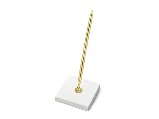 Stiftehalter - Hochzeit - creme - mit goldenem Kugelschreiber