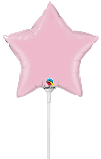 Folienballon am Stab - luftgefüllt - Stern - rosa - 22,8 cm