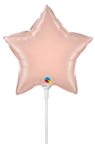 Folienballon am Stab - luftgefüllt - Stern - roségold - 22,8 cm