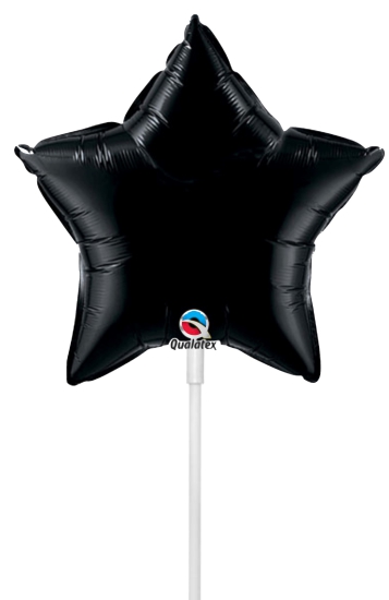 Folienballon am Stab - luftgefüllt - Stern - schwarz - 22,8 cm