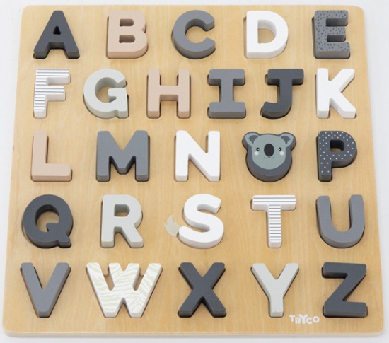 Tryco - Holz Tafel mit Buchstaben - Alphabet