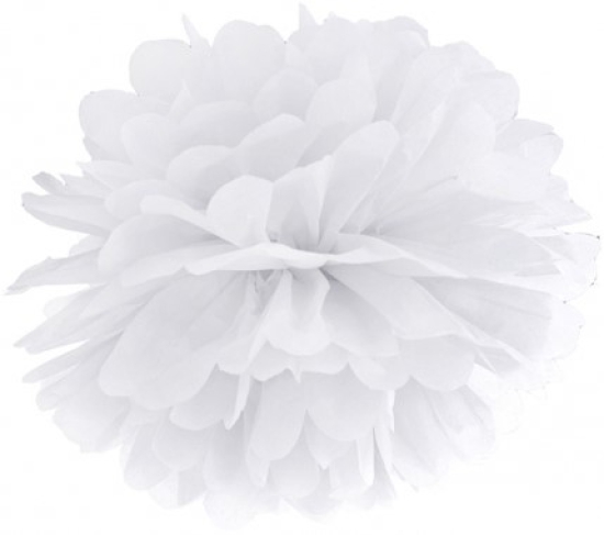 1 Fluffy - Dekoball - PomPon - weiß - 25 cm