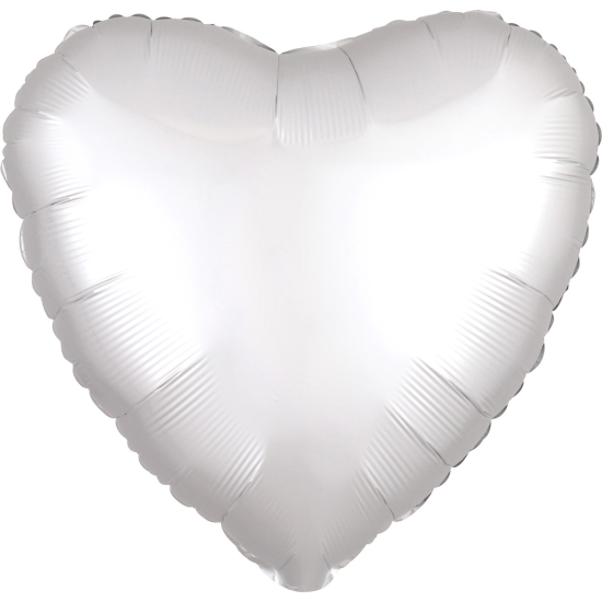 Folienballon - Herz - weiß - satin - 43 cm