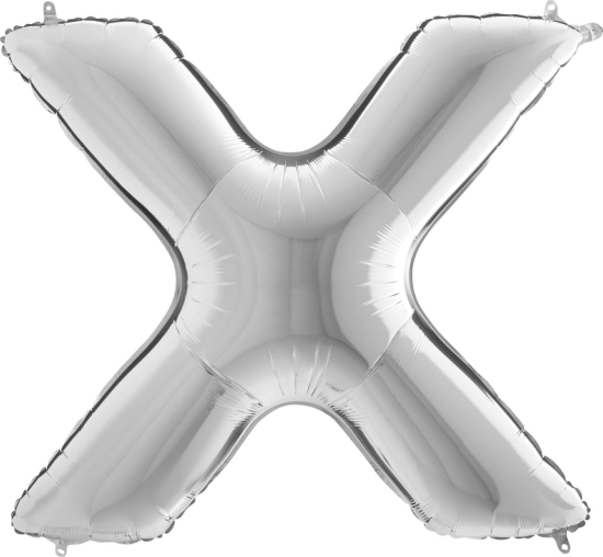 Folienballon - Riesenbuchstabe - "X" - silber - 101 cm
