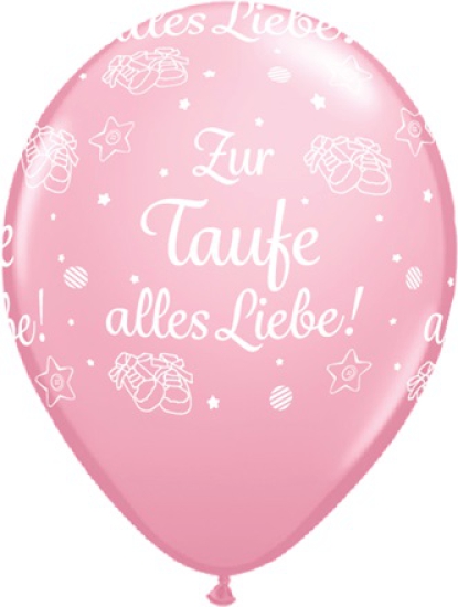 Latexballon - "Zur Taufe alles Liebe" - rosa - 28 cm