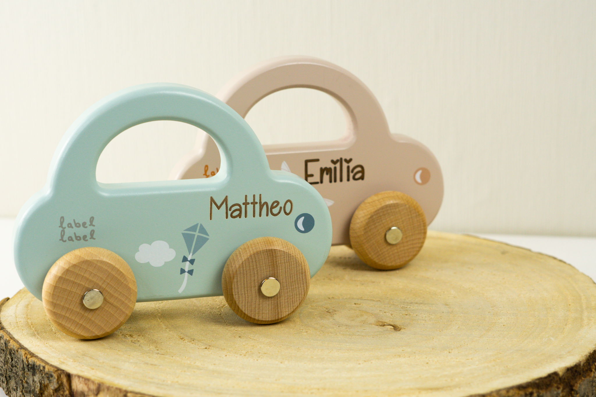 Kinder Holzauto in Blau - Personalisiert ✔️ Label-Label