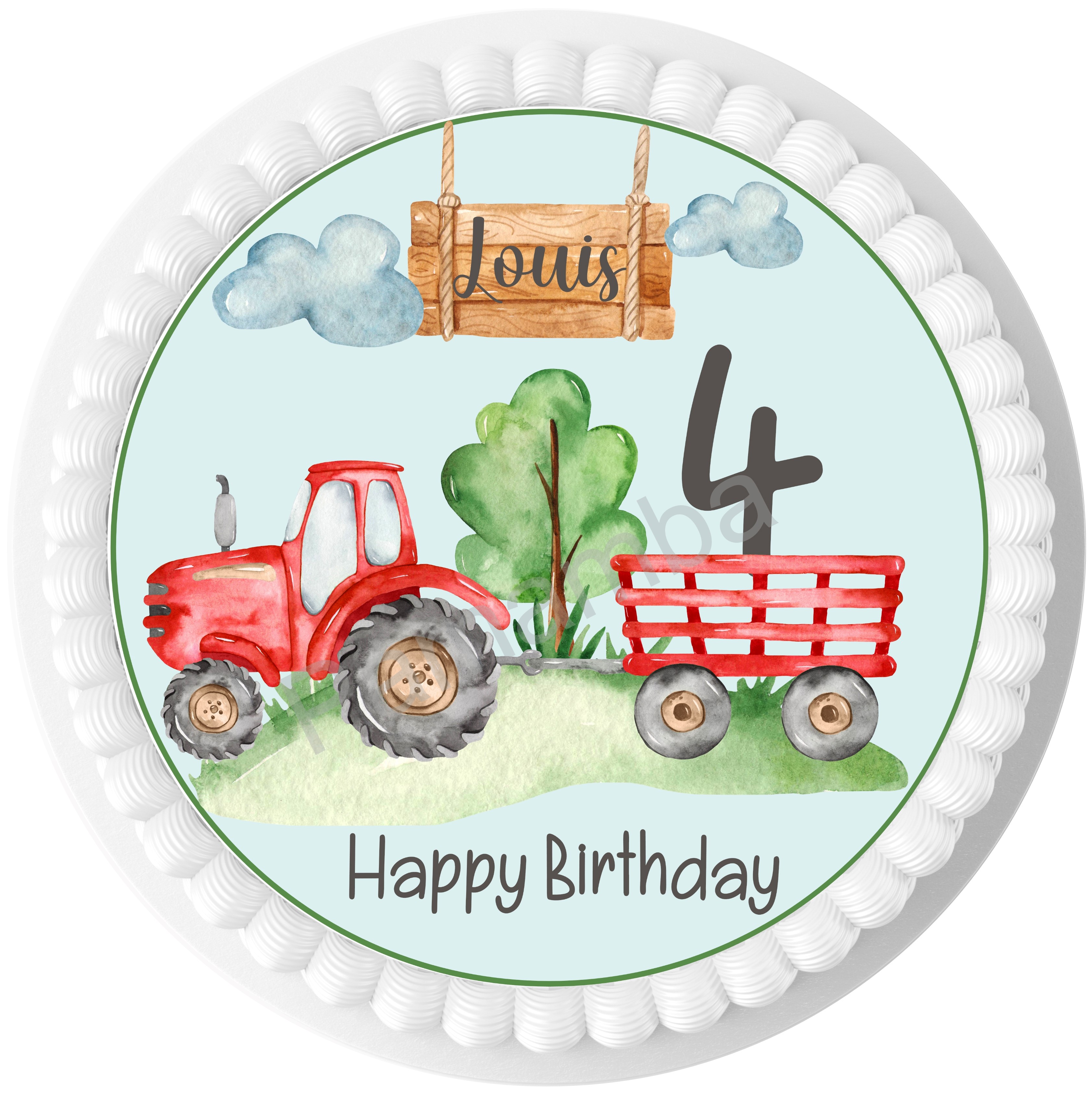 Fontant Papier Tortenbild,Tortenfoto,Muffin-Tortenaufleger Traktor 2 