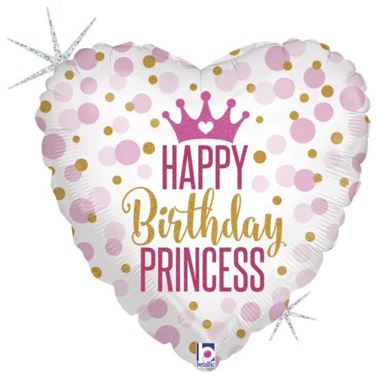 Folienballon "Happy Birthday - Glitter - Princess - Prinzessin - 46 cm