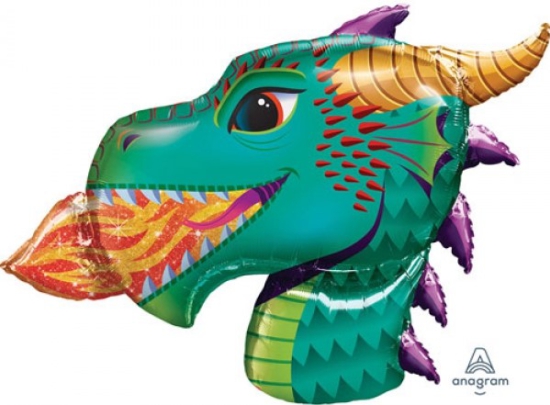 Pamamba Xl Folienballon Feuerspeiender Drachenkopf 91 X 63 Cm