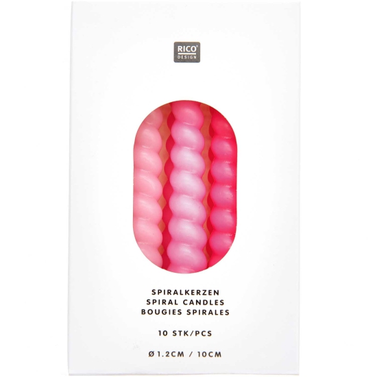 Rico Design Tortenkerzen - YEY! Let's Party Spiral Kerzen pink Mix 1,2x10cm 10 Stück