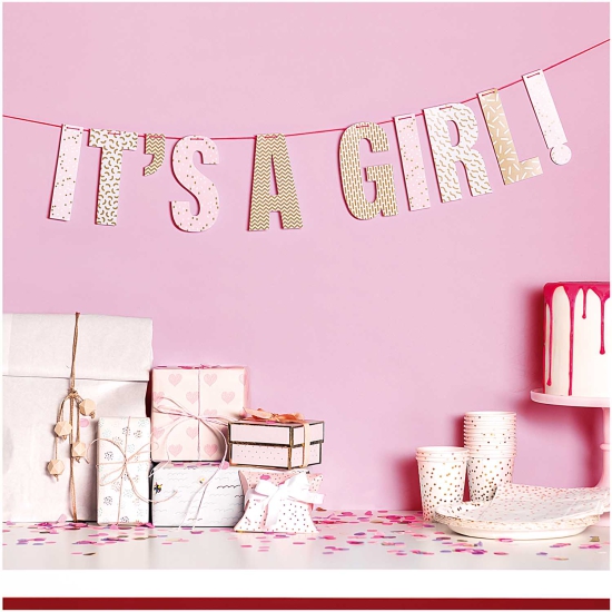 Rico Design - Buchstabengirlande YEY! Let's Party Girlande It's a girl 3m