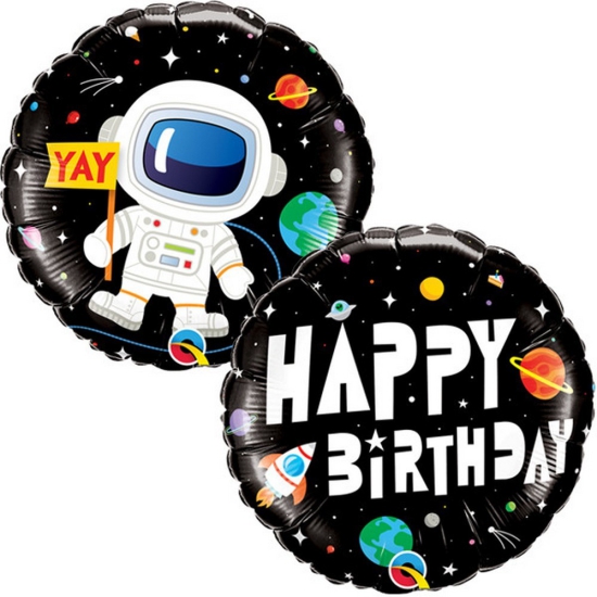 Folienballon - Happy Birthday  - Weltraum - Astronaut - 46 cm