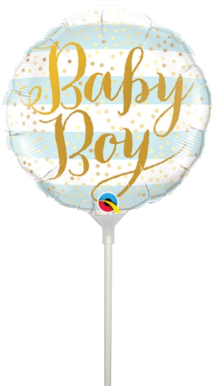 Folienballon am Stab - luftgefüllt - Baby Boy