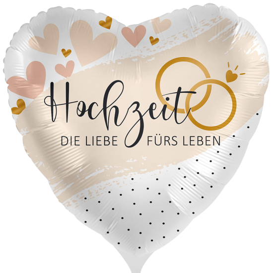 Folienballon -  Herz -  Hochzeit - Liebe fürs Leben - 43 cm