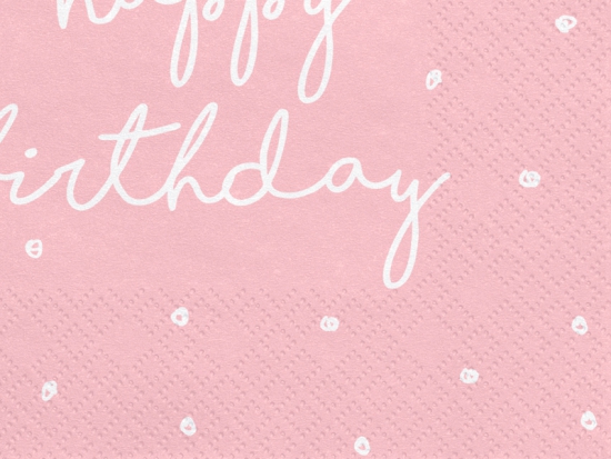 20 Servietten - "Happy Birthday" - Krone - rosa  - 33 x 33 cm