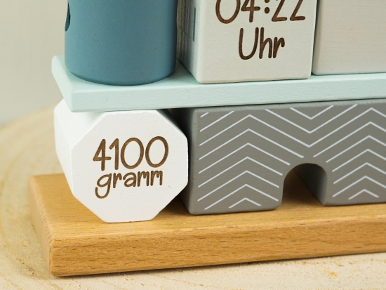 Label Label - Holz - Steckspiel - Traumhaus - Blau- personalisierbar