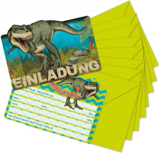 8 Einladungskarten - Lutz Mauder - Dinosaurier - T-Rex - inklusive Umschläge - Papier