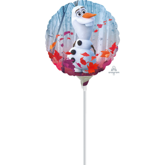 Folienballon am Stab - luftgefüllt - Disney - Frozen 2 - Die Eiskönigin 2 - Anna - Elsa - Olaf - rund - 22,8 cm