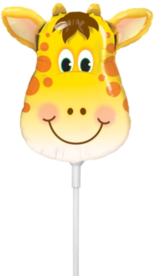 Folienballon am Stab - luftgefüllt - Jolly Giraffe - 36 cm