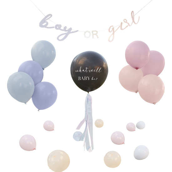 Ginger Ray - What Will Baby Be - Gender Reveal Ballon-Set