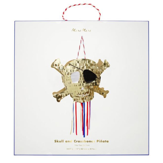 MeriMeri - goldener Totenschädel mit Knochen - Piraten - Pinata